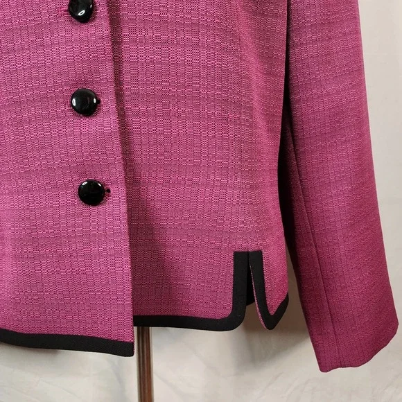 LE SUIT Size 18 Fuschia Pink Black Tailored Single Breasted Office Work Blazer - Picture 10 of 12
